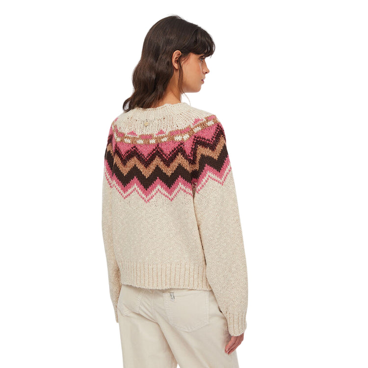 Maglione Donna jacquard con ricamo modella retro