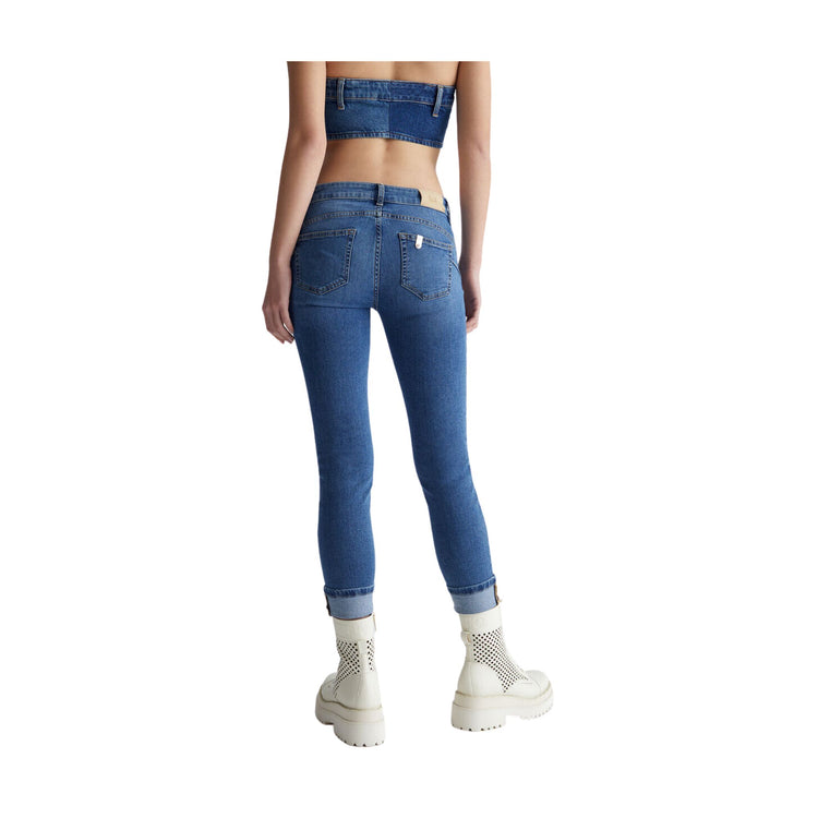 Jean femme skinny à revers