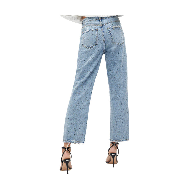 Women's jeans with all-over rhinestones