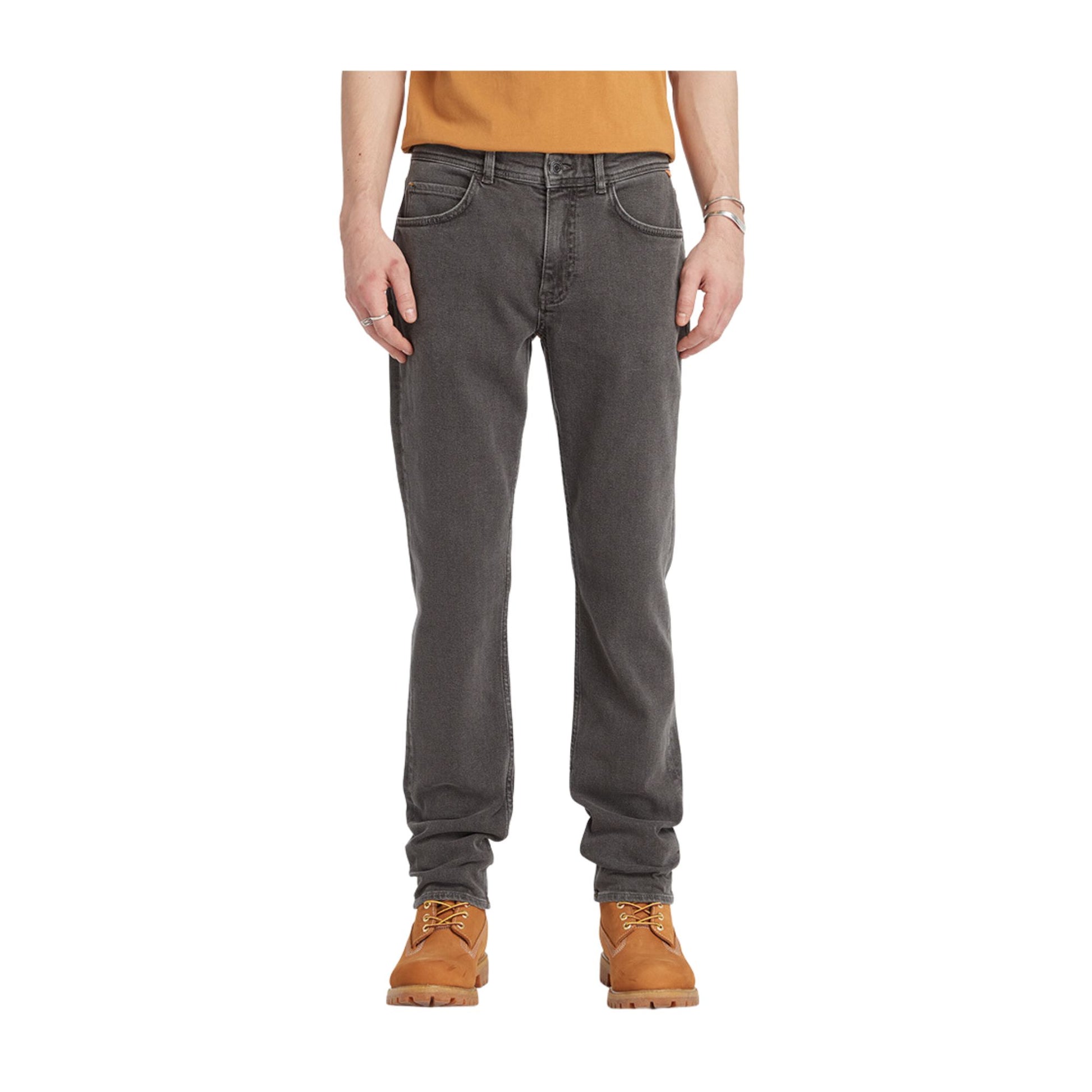 Jeans Uomo Stretch Washed slim grigio