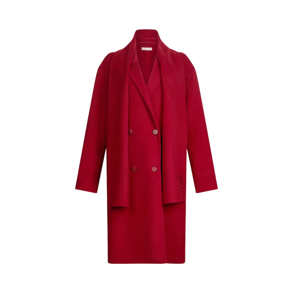 Cappotto Donna in lana con sciarpa Rosso