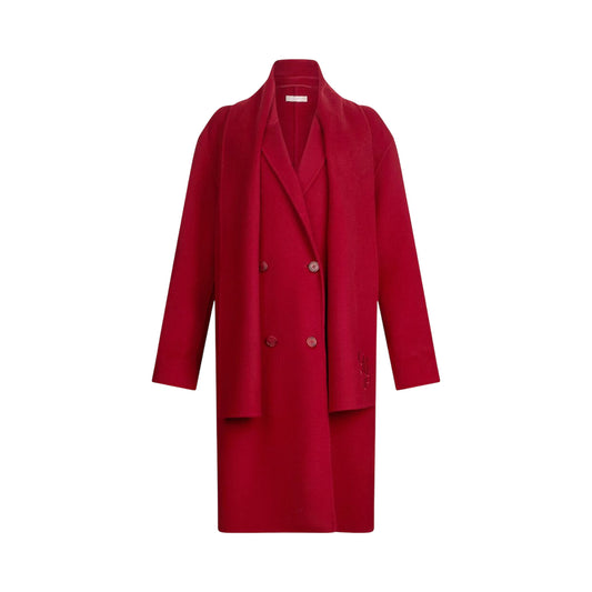 Cappotto Donna in lana con sciarpa Rosso