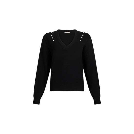 Maglia Donna in nero con castoni gioiello