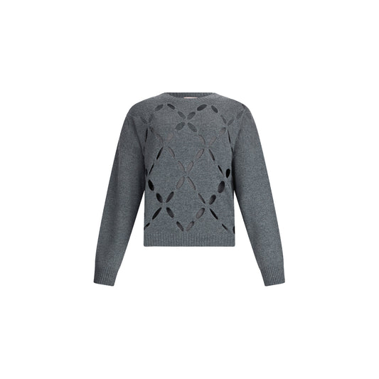 Maglia Donna in lana grigia con motivo cut-out