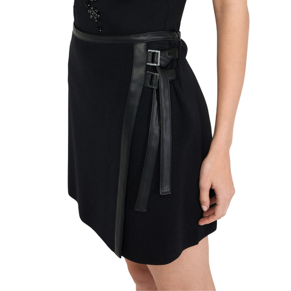 Minigonna Donna in maglia con fibbie Nero dettaglio