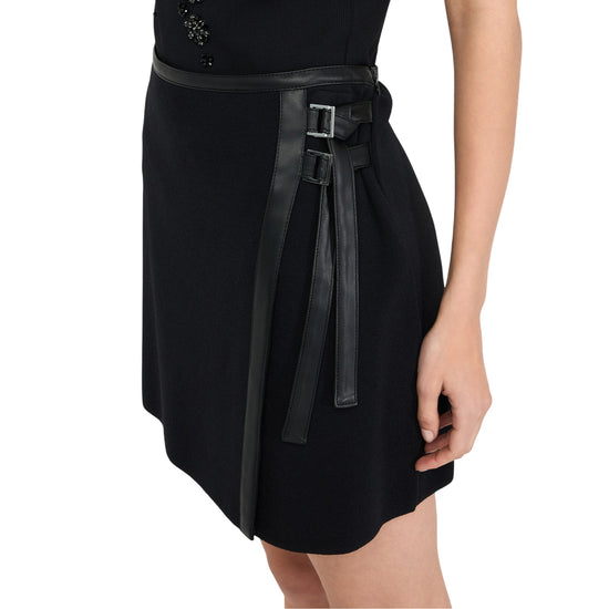 Minigonna Donna in maglia con fibbie Nero dettaglio