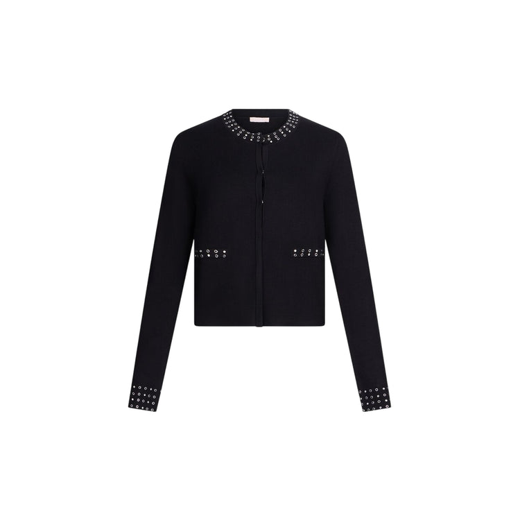 Giacca Donna in maglia con strass applicati