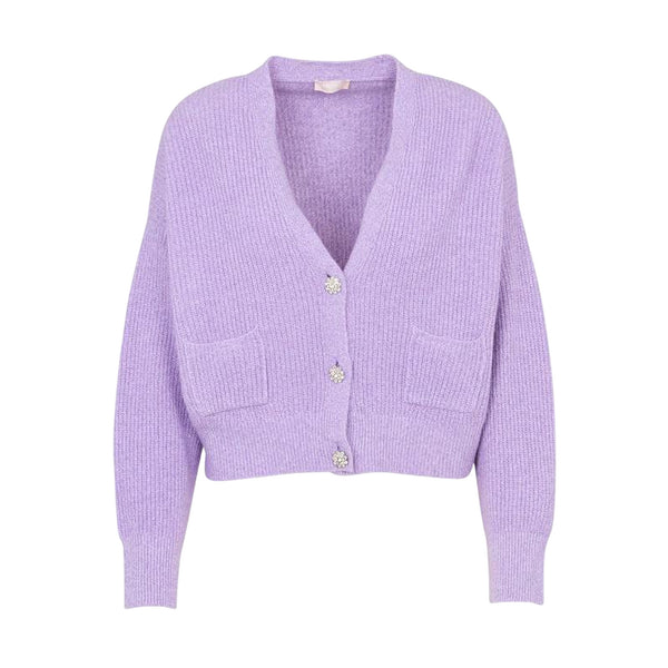 Cardigan Donna Lilla con bottoni gioiello