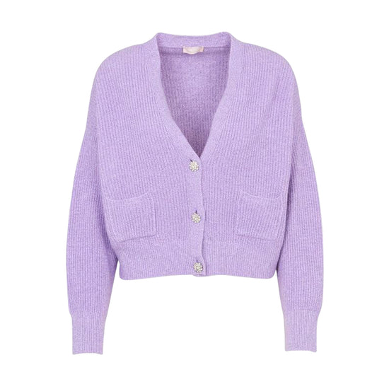 Cardigan Donna Lilla con bottoni gioiello