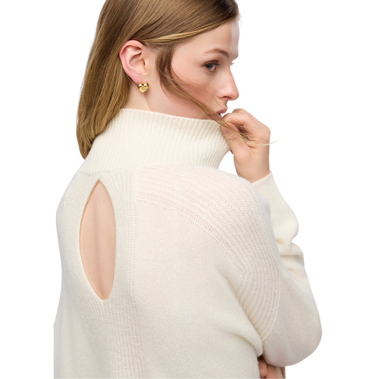 Maglia Donna in lana tinta unita bianca dettaglio