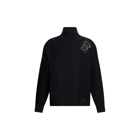 Maglione Donna in lana con gioiello Nero