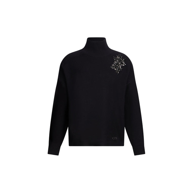 Maglione Donna in lana con gioiello Nero