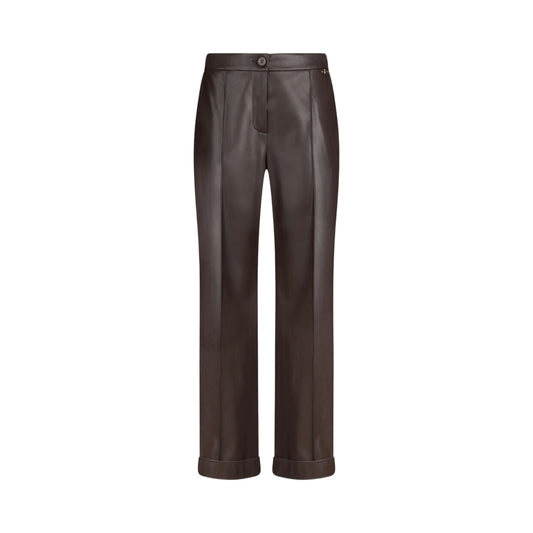 Pantaloni Donna in tessuto spalmato marrone