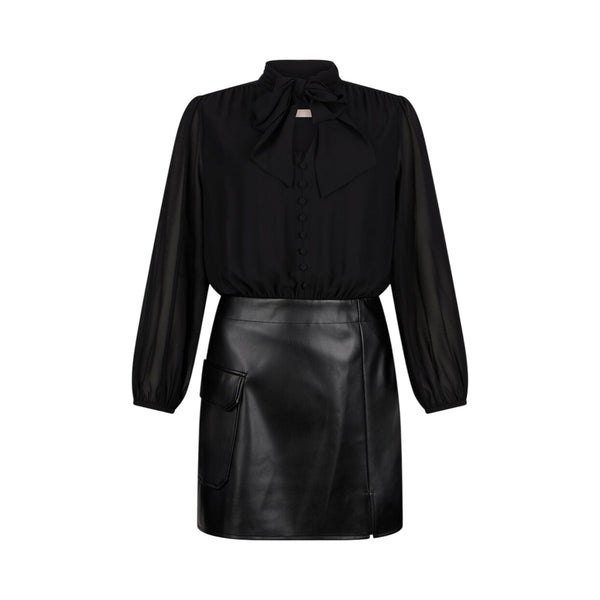 Abito Donna con gonna tessuto spalmato Nero