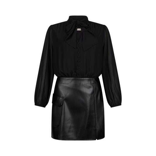 Abito Donna con gonna tessuto spalmato Nero