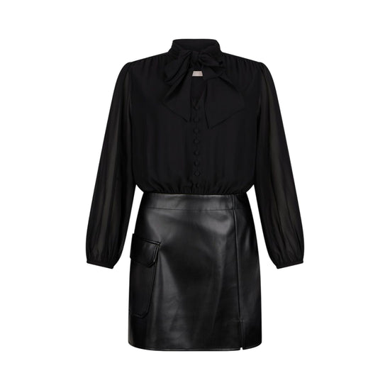 Abito Donna con gonna tessuto spalmato Nero