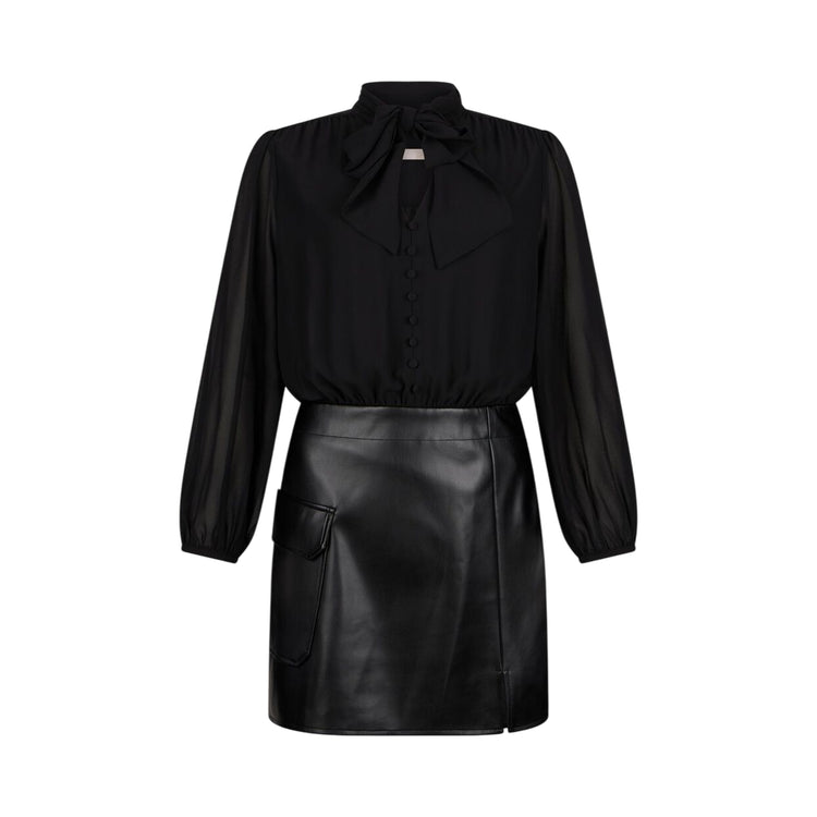 Abito Donna con gonna tessuto spalmato Nero