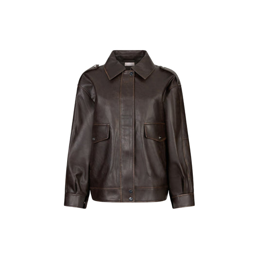 Giubbotto in tessuto spalmato marrone