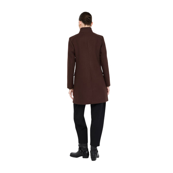 Cappotto Donna Cappotto in panno double Marrone modella retro