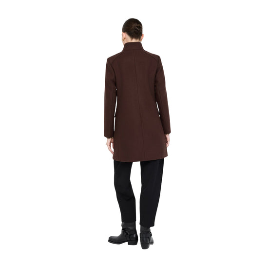 Cappotto Donna Cappotto in panno double Marrone modella retro