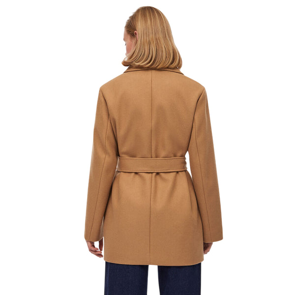 Cappotto Donna con collo a camicia Marrone modella retro