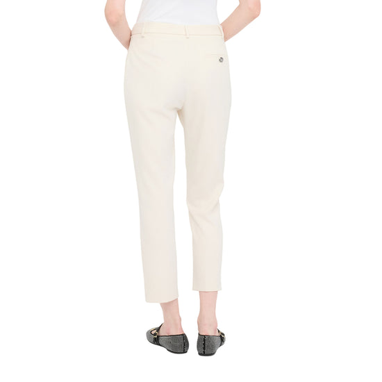 Pantaloni chino Donna in tessuto mélange Bianco modella retro