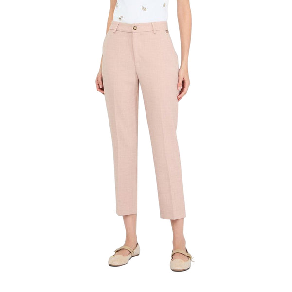 Pantaloni chino Donna in tessuto mélange Rosa modella frontale