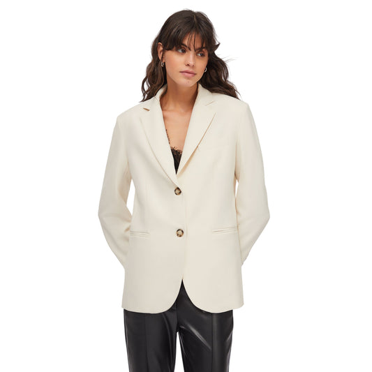 Blazer Donna in tessuto mélange Bianco modella frontale
