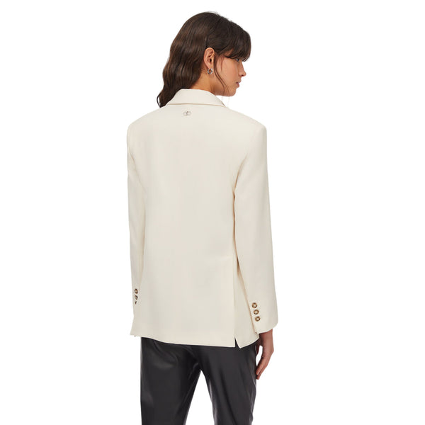 Blazer Donna in tessuto mélange Bianco modella retro