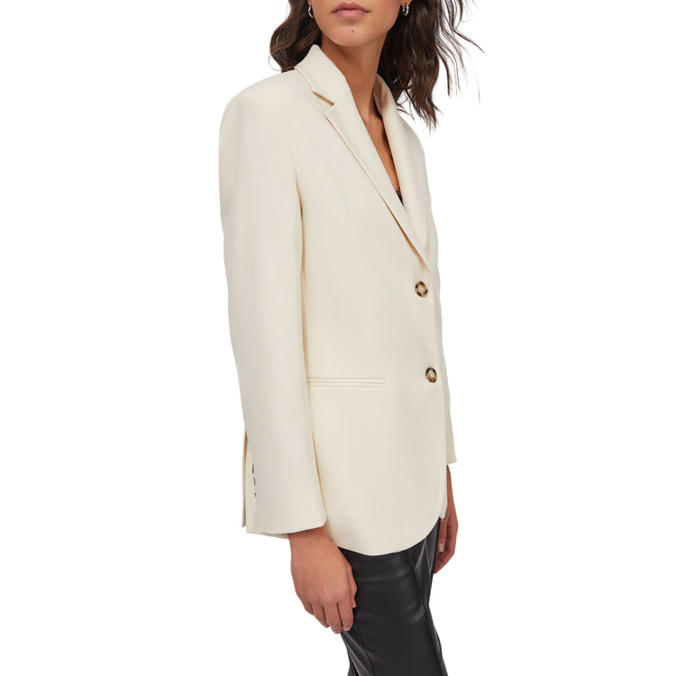 Blazer Donna in tessuto mélange Bianco modella laterale