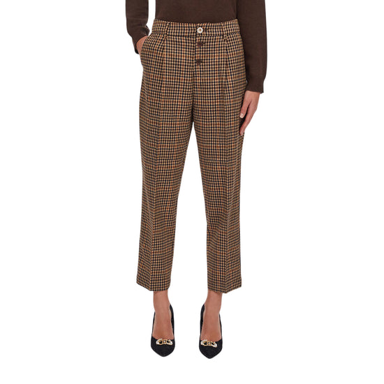Pantaloni Donna a quadri all over modella frontale
