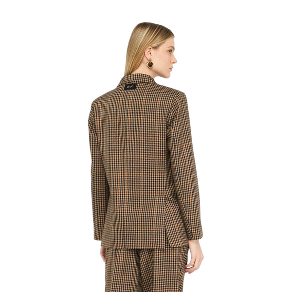 Giacca Donna over con fantasia a quadretti all over modella retro