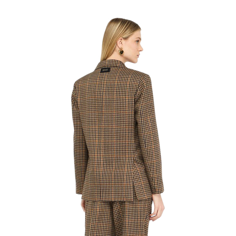 Giacca Donna over con fantasia a quadretti all over modella retro