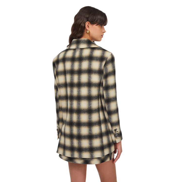 Giacca Donna a quadri con ricami gioiello modella retro