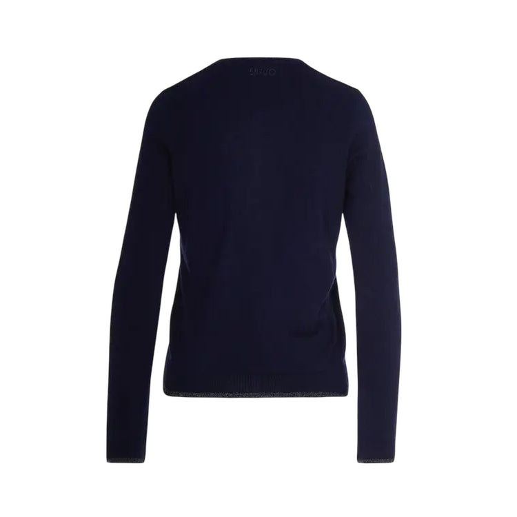 Cardigan Donna con inserti lurex Blu scuro retro