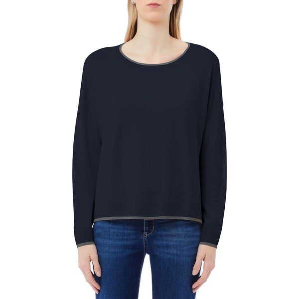 Maglia Donna Blu scuro con dettagli lurex modella frontale