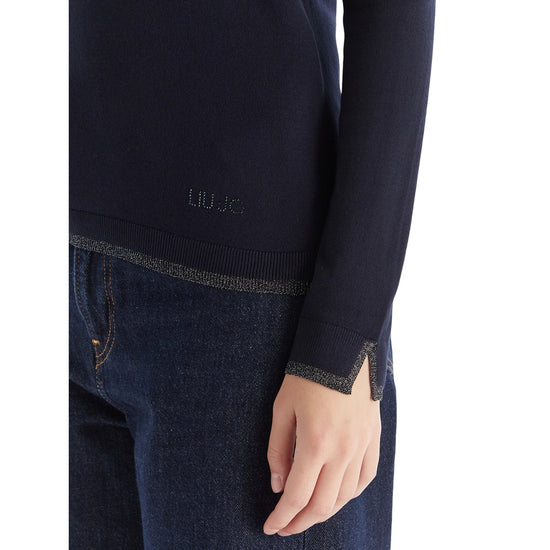 Dolcevita Donna dettagli lurex Blu scuro dettagli