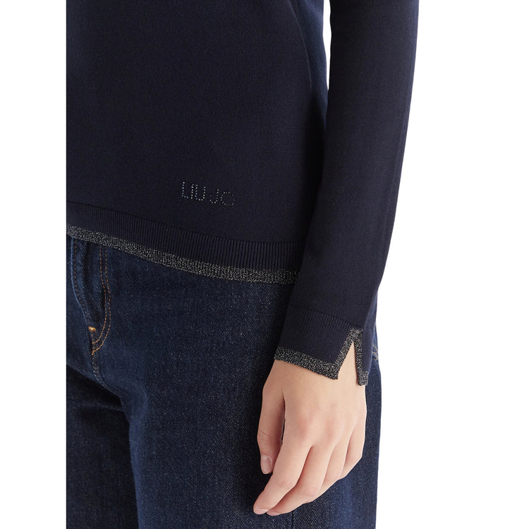 Dolcevita Donna dettagli lurex Blu scuro dettagli