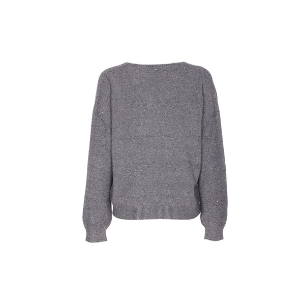 Maglia Donna con micro paillettes Grigio retro