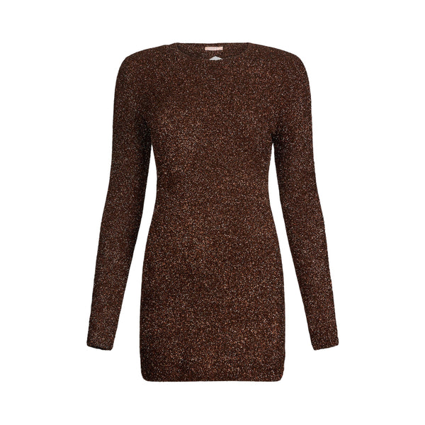 Abito corto Donna effetto sparkling marrone