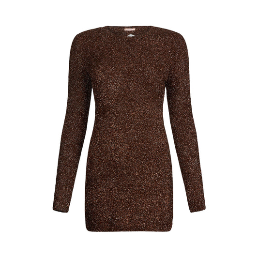 Abito corto Donna effetto sparkling marrone
