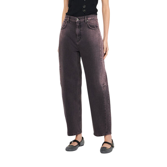 Jeans Donna modello boyfriend lavaggio stonewash modella frontale