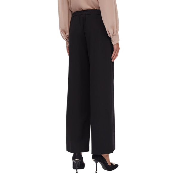 Pantaloni cropped Donna con cintura Nero modella retro