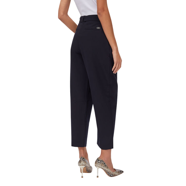 Pantaloni balloon Donna con pince Blu navy modella retro