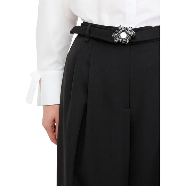 Pantaloni Donna a palazzo con cintura Nero dettaglio