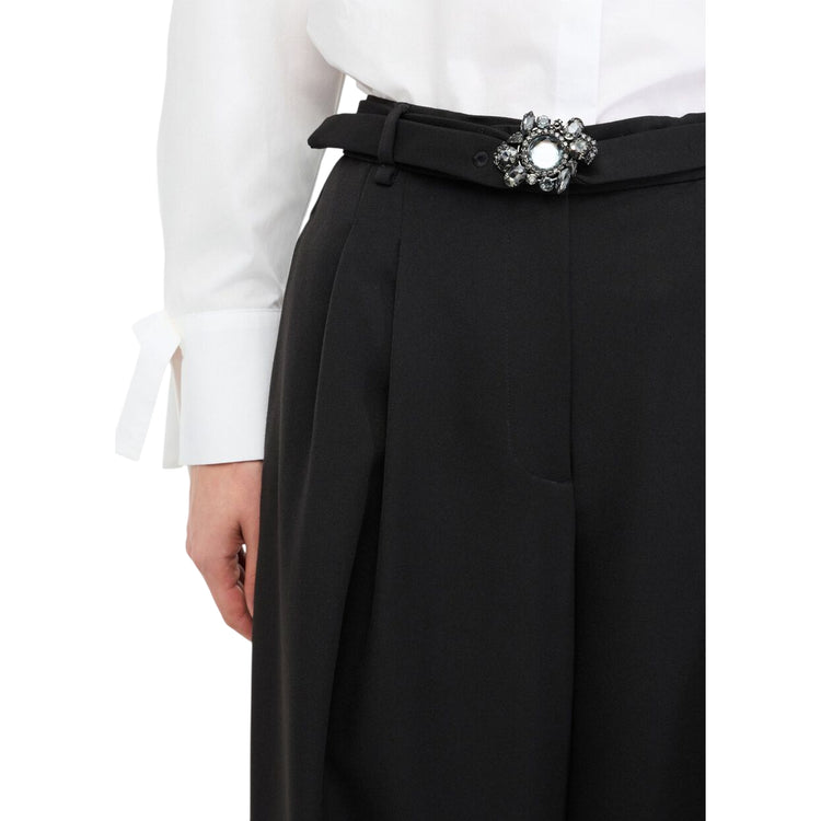Pantaloni Donna a palazzo con cintura Nero dettaglio