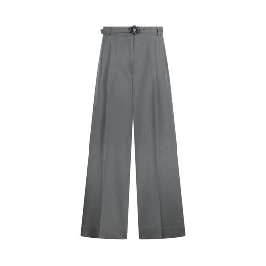 Pantaloni Donna a palazzo con cintura Grigio