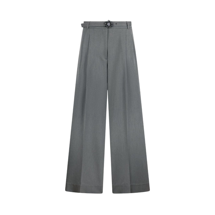 Pantaloni Donna a palazzo con cintura Grigio
