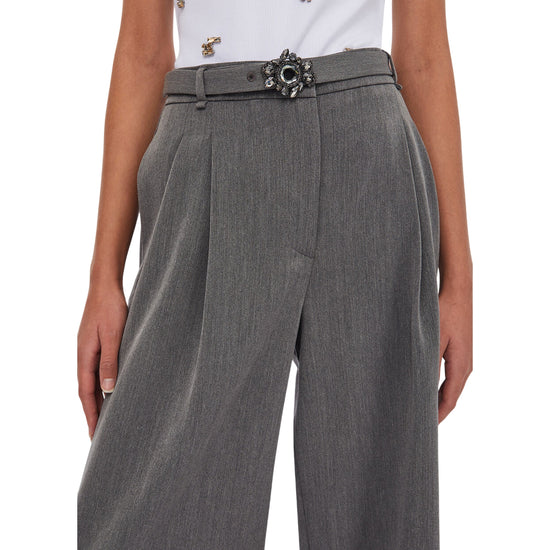 Pantaloni Donna a palazzo con cintura Grigio dettaglio