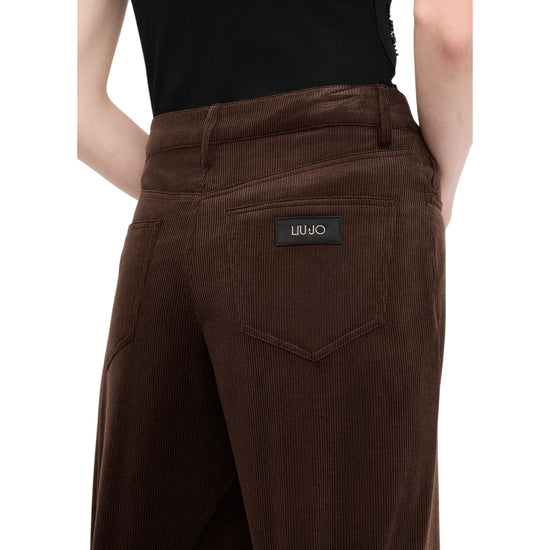 Pantaloni Donna in velluto a coste marrone dettaglio